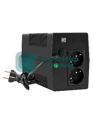 Источник бесперебойного питания ExeGate Smart LB-800.LCD.AVR.2SH.USB (800VA/480W, LCD, AVR, 2*Schuko, USB, батарея 12V 9Ah, Black)