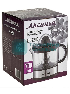 Соковыжималка АКСИНЬЯ КС-2200 чёрный, цитрусовая, 40 Вт, 700 мл, электронное, реверс