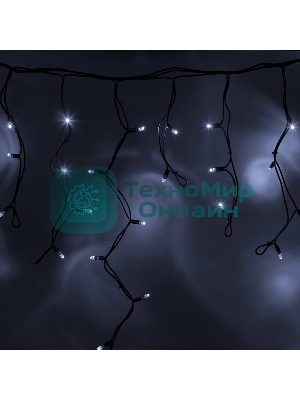 Гирлянда Neon-night Айсикл (бахрома) светодиодный, 3,2 х 0,6 м, черный провод каучук, 230 В, диоды белые, 88 LED
