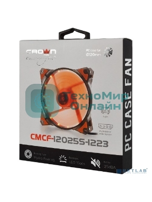 Вентилятор для корпуса Crown CMCF-12025S-1223 черный/оранжевый, 120 мм, 1650 об/мин, 28 дБ, 3 pin