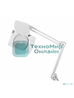 Лупа на струбцине Rexant, квадратная, 5D, с подсветкой 60 SMD LED, сенсорный регулятор яркости, белая