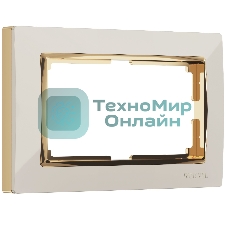Рамка для двойной розетки (слоновая кость/золото) W0081932