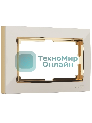 Рамка для двойной розетки (слоновая кость/золото) W0081932