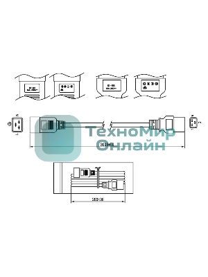 Кабель Hyperline PWC-IEC19-IEC20-3.0-BKКабель питания IEC 320 C19 - IEC 320 C20 (3x1.5), 3 м