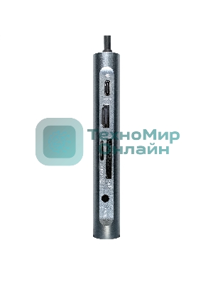 USB-концентратор ExeGate EX293985RUS DUB-31C/MAX (кабель-адаптер USB Type-C --> 3xUSB3.0 + Card Reader + PD 100W + HDMI 4K@30Hz + VGA + Audio + Lan RJ45 10/100/1000Mb, Plug&Play, серый)