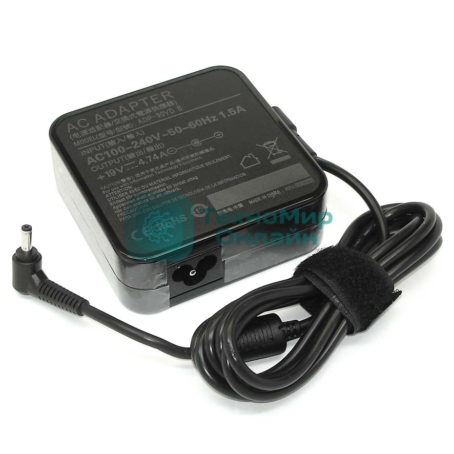 Блок питания (сетевой адаптер) для ноутбуков Asus 19V 4.74A 4.0x1.35мм 90W (квадратный корпус), OEM