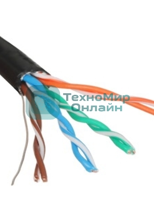Кабель Cablexpert, SFTP5e, 4 пары, 0.51 мм, медь, однож., экран, оплетка, 305 м, для внешней прокладки, Fluke Test, черный