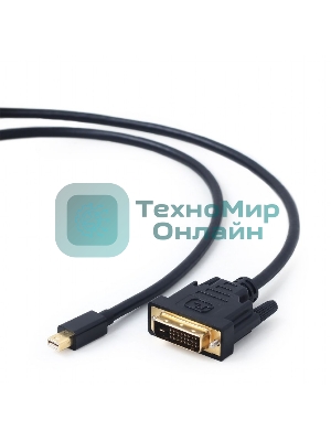 Кабель mDP-DVI Cablexpert CC-mDPM-DVIM-6, 20M/25M, 1.8м, черный, позол.разъемы, пакет