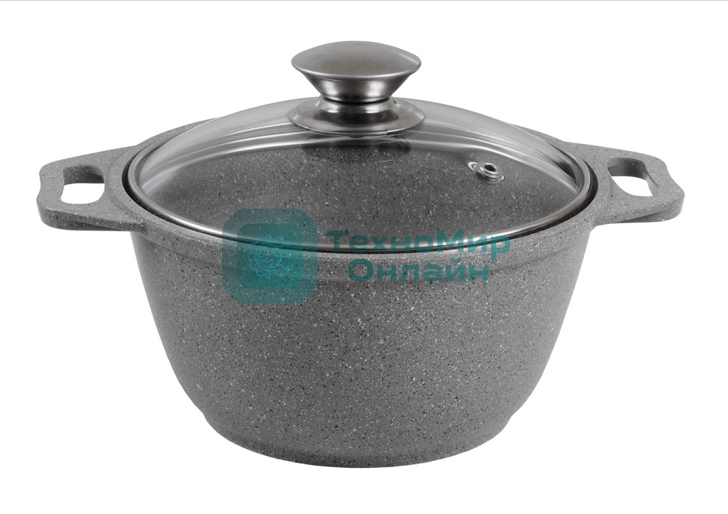 Кастрюля Kukmara КМС22а 2 л, со стеклянной крышкой АП (светлый мрамор)