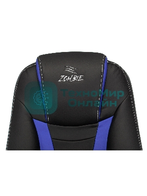 Кресло Zombie 8 черный/синий, экокожа, 120 кг, механизм качания