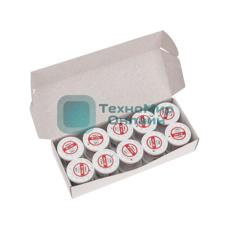 Припой Rexant ПОМ-3, 100г, Ø1мм, (олово 97%, медь 3%), бессвинцовый, ГОСТ 21931-76, катушка