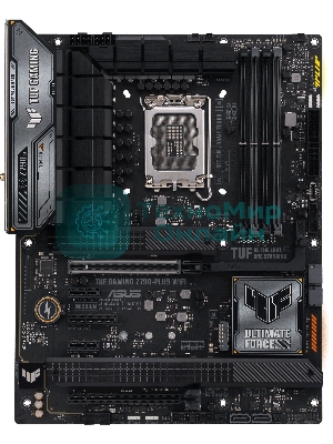 Материнская плата ASUS TUF GAMING Z790-PLUS WIFI, LGA 1700, Intel Z790, 4xDDR5, 4xSATA, 4xM.2, 1xPCIe 5.0 x16, 1xPCIe 4.0 x4, 2xUSB-A 3.2 Gen 2, 4xUSB-A 3.2 Gen 1, 1xUSB-C 3.2 Gen 2, 1xUSB-C 3.2 Gen 2x2, 1x2.5Gb LAN, 5x3.5 мм, 7.1, Standard-ATX