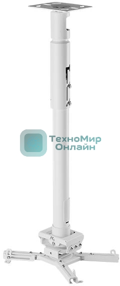Универсальный потолочный комплект Wize Pro PR24A-W состоящий из крепления+штанги 46-61 см +площадки к потолку для проектора, макс. расстояние между крепежными отверстиями 430 мм, наклон +/- 25°, поворот +/- 6°, вращение 360°, до 23 кг, белый. PR24A-W