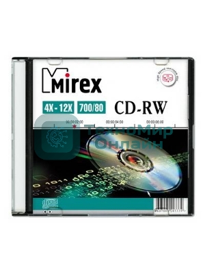 Диск CD-RW Mirex 700 Mb, 12х, Slim Case (1), (1/200)