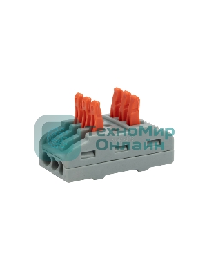 Клемма соединительная Rexant многоразовая проходная 3 полюса (0,08-4 мм²), серая (30 шт./уп.)