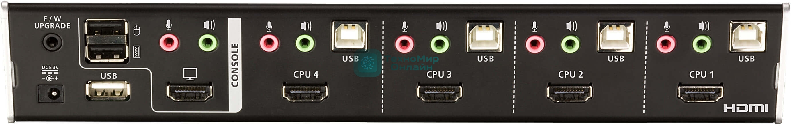 Переключатель, электрон., KVM+Audio+USB 2.0, 1 user USB+HDMI => 4 cpu USB+HDMI, соШнур. USB 2х1.8м., настол., исп.стандарт, без OSD, некаскад.. CUBIQ 4 PORT HDMI KVMP SWITCH W/1.8M