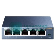 Коммутатор TP-Link SOHO TL-SG105 5-port Desktop Gigabit Switch, 5 10/100/1000M RJ45 ports, metal case