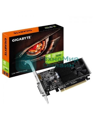 Видеокарта Gigabyte GV-N1030D4-2GL NVidia GeForce GT 1030, 2Gb DDR4/64-bit, PCI-Ex16 3.0, DVI-Dx1, HDMI2.0bx1, LP, 2-slot cooler, Retail