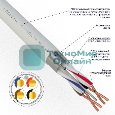 Кабель для пожарной сигнализации Rexant КПСВЭВнг(А)-LSLTx 2x2x0,50 мм², бухта 200 м, 01-4875-1