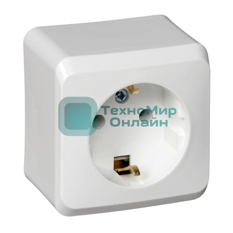 Розетка 1-м ОП Этюд 16А с заземл. белый SchE PA16-003B