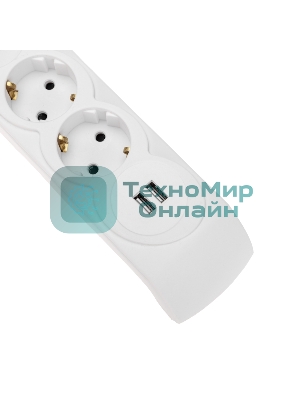 Сетевой фильтр 5 гнезд, 3м, 3х1,5мм², с автовыкл, 2 USB, белый Kranz