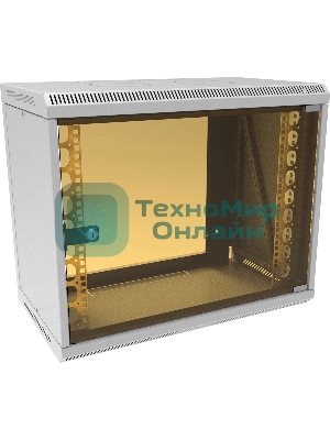 Шкаф коммутационный Suprlan (05-1090) настенный 9U 600x350мм пер.дв.стекл направл.под закл.гайки RAL 7035 285мм 15кг 500мм