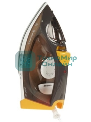 Утюг BRAYER BR4003 коричневый/белый/желтый, 2400 Вт, 25 г/мин, 140 г/мин, 330 мл