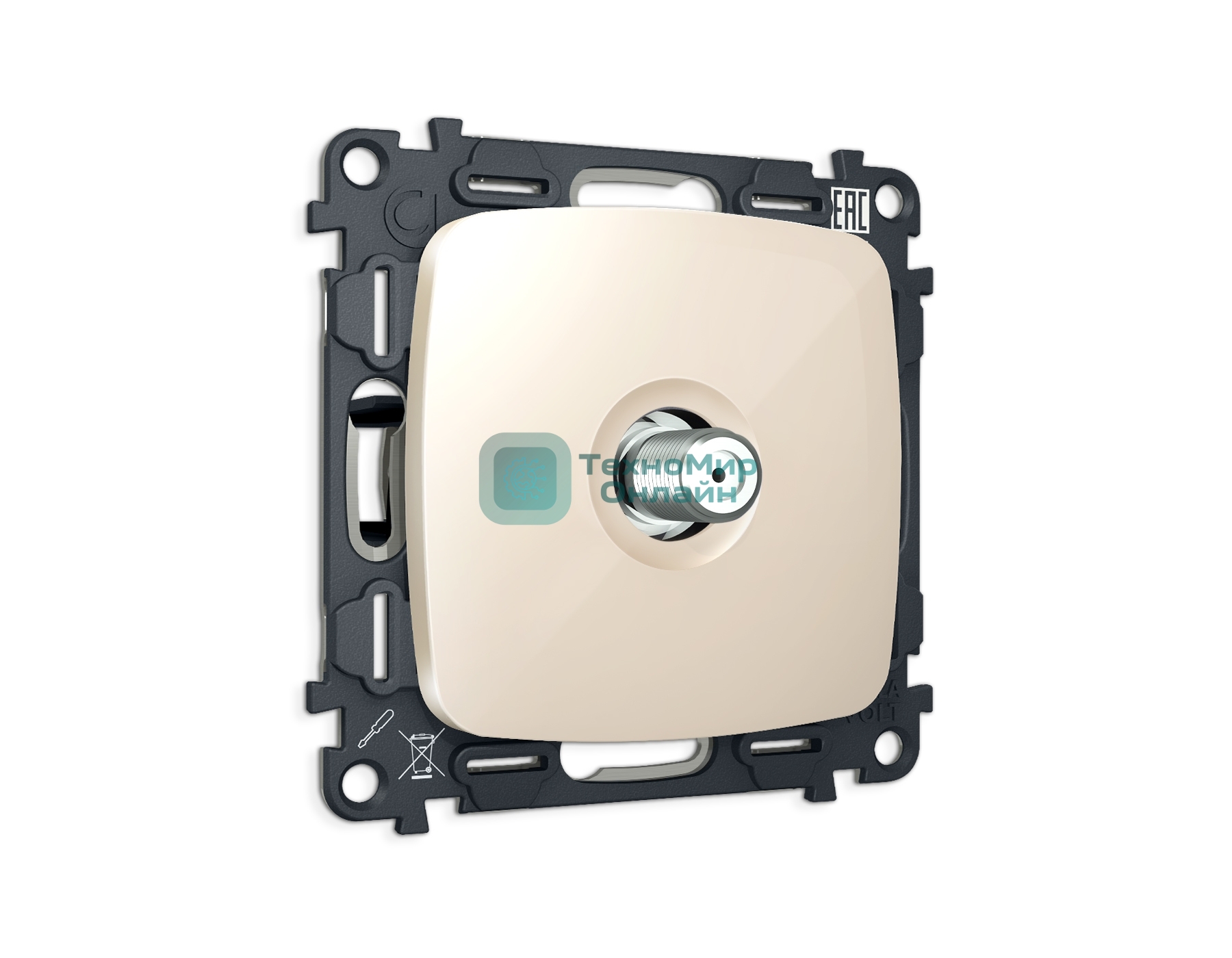 Комплект механизм TV розетки SAT 5-2400MHz 3.5dB OMEGA Бежевый глянец QUANT (OP3130, VM215) MO313050