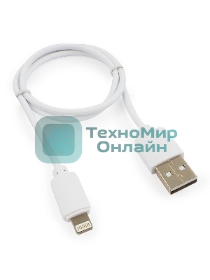 Кабель USB Гарнизон GCC-USB2-AP2-0.5M-W AM/Lightning, для iPhone5/6/7, IPod, IPad, 0.5м, белый, пакет