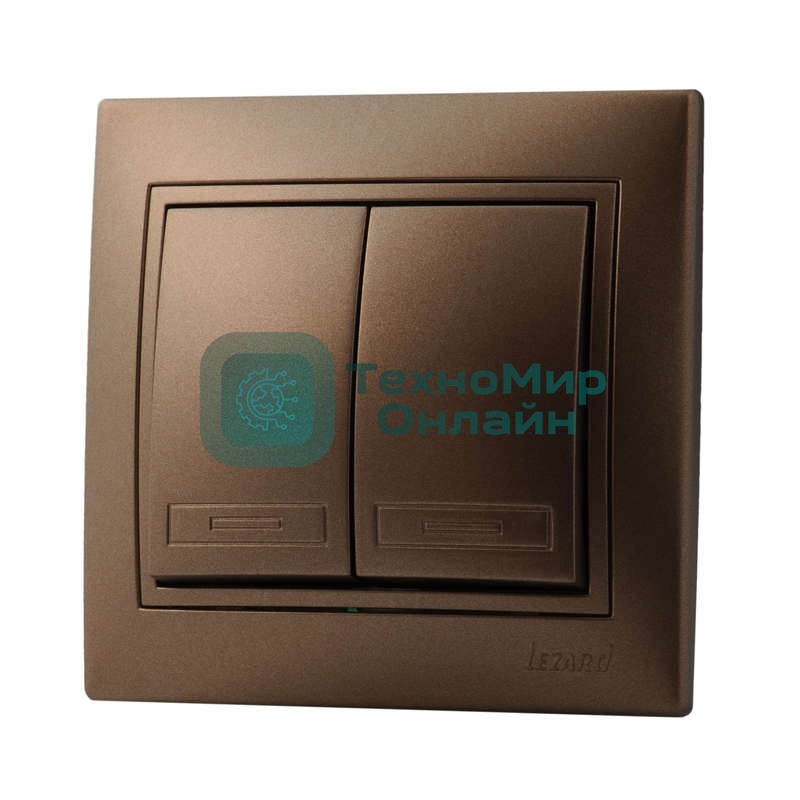 Выключатель 2-кл. СП Мира 10А IP20 свет. корич. перламутр LEZARD 701-3131-101