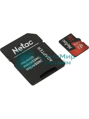 Флеш Карта MicroSD card Netac P500 Extreme Pro 256Gb, retail version w/SD adapter