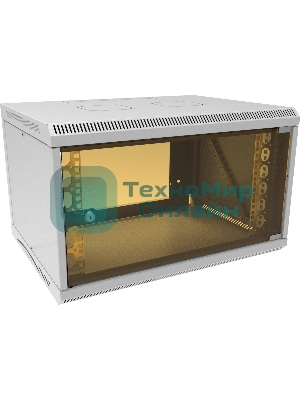 Шкаф коммутационный Suprlan (05-1063) настенный 6U 600x450 мм пер. дв. стекл направл. под закл. гайки 70 кг RAL 7035 385 мм 15.7 кг 360 мм