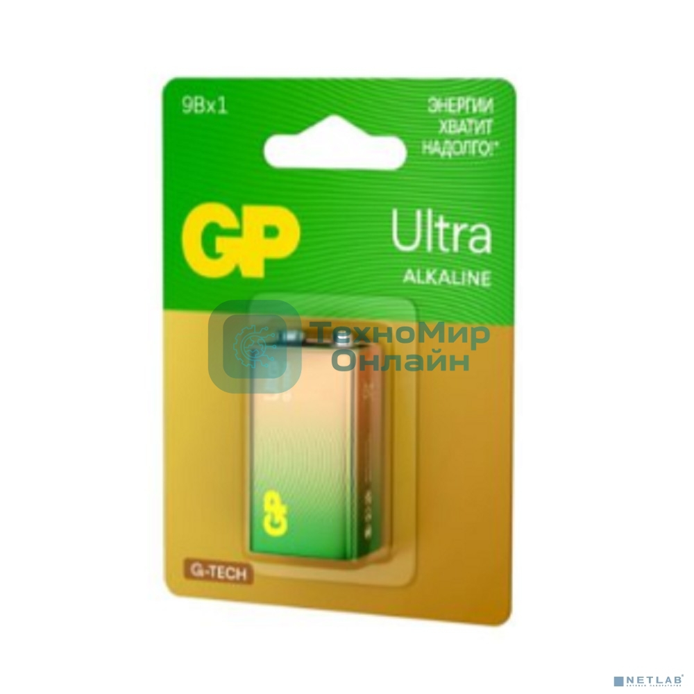 Алкалиновая батарейка GP Ultra Alkaline G-Tech 9V Крона - 1 шт. на блистере
