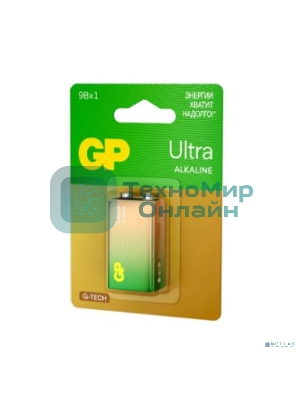 Алкалиновая батарейка GP Ultra Alkaline G-Tech 9V Крона - 1 шт. на блистере
