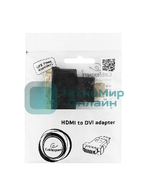 Переходник Gembird Переходник HDMI-DVI 19M/25F, золотые разъемы, пакет