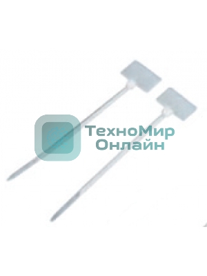 Стяжка пластиковая нейлоновая с площадкой для маркировки Lanmaster 2,5х100 мм, белый, 100 шт