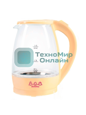 Чайник электрический Мастерица ЕК-1801G, ваниль, 1.8 л, стекло, 1850 Вт