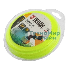 Леска для триммера зубчатый квадрат, 2,4мм х 15м, блистер FLEX CORD Denzel