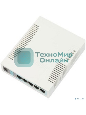 Коммутатор сетевой MikroTik RB260GS RouterBOARD 260GS 5-port Gigabit smart switch with SFP cage, SwOS, plastic case, PSU