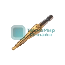 Сверло ступенчатое Kranz 4-5-6-7-8-9-10-11-12мм, Р6М5, ТИТАН, шестигр. хвостовик