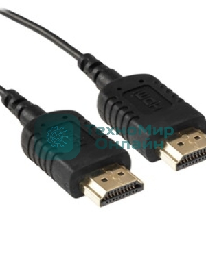 Кабель HDMI Wize WAVC-HDMIUS-1.8M 1.8 м, v.2.0, 19M/19M, 4K/60 Hz 4:4:4, 36 AWG, HDCP 2.2,ультратонкий, позол.разъемы, черный, пакет