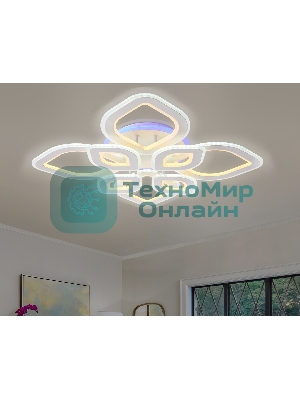 Потолочный светодиодный светильник FA8844/4+4 WH белый 3000K/4200K/6400K 190W 770*770*120 (ПДУ РАДИО 2.4G)