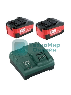 Набор аккумуляторов Metabo в + ЗУ 2 акк 4.0А·ч 18В+ЗУ ASC 30-36