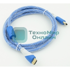 Кабель HDMI Ver.1.4 синий/белый jack HDMI19 (m)/HDMI19 (m) 1.8м феррит.кольца позолоченные контакты