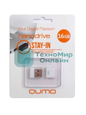Флешка USB QUMO 16Gb, NANO QM16GUD-NANO-W белый