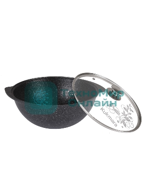 Казан для плова Kukmara 3,5 л со стекл.крышкой, АП (темный мрамор) КМТ37а