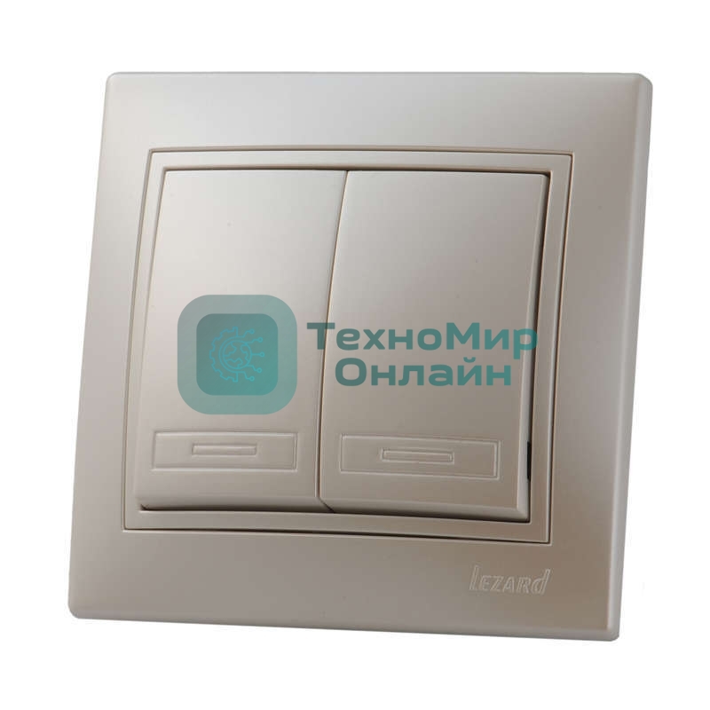 Выключатель 2-кл. СП Мира 10А IP20 жемчуж. белый перламутр LEZARD 701-3030-101
