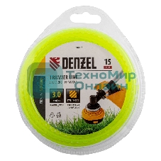 Леска для триммера Denzel зубчатый квадрат, 3мм х 15м, блистер FLEX CORD