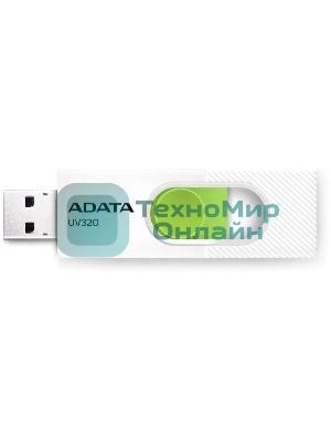 Флешка USB ADATA UV320 (AUV320-64G-RWHGN), 64Gb, USB 3.2 Gen1, R/W 100/30, белый/зеленый