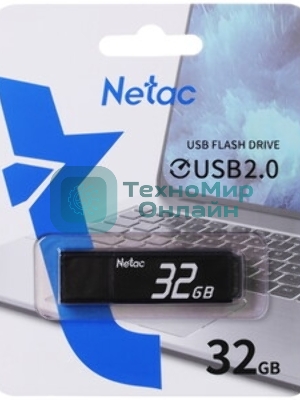 Флешка USB Netac U351 (NT03U351N-032G-20BK), 32Gb, USB 2.0, R/W 25/10, черный